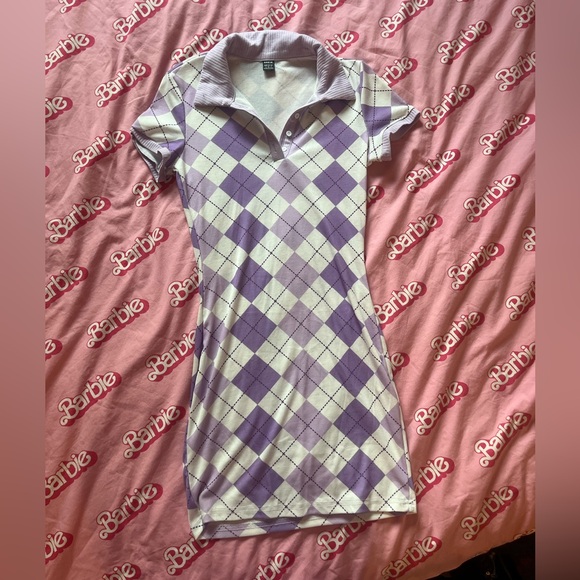 Purple Argyle Polo Mini Dress - Picture 2 of 4